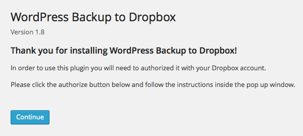 「WordPress Backup to Dropbox」